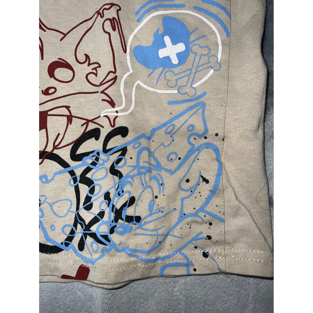 Tom and Jerry Graphic Long Sleeve Shirt Tan Graffiti Streetwear Mens Large L - Picture 2 of 8